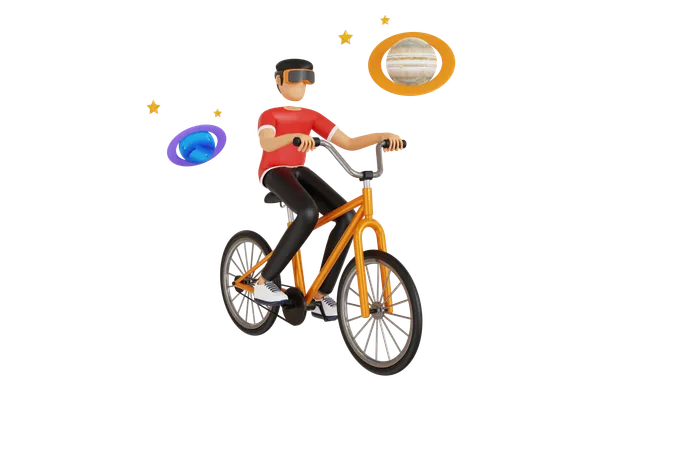 Man Doing Vr Cycling  3D Illustration