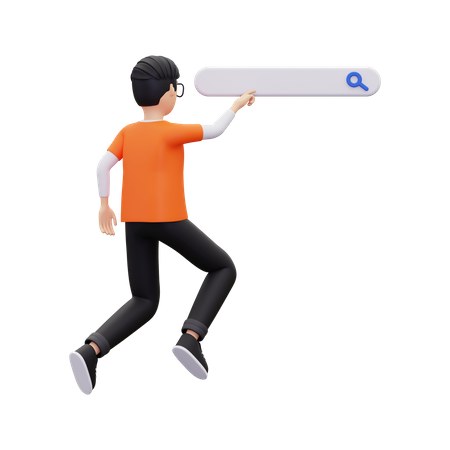 Man Doing web browsing  3D Icon