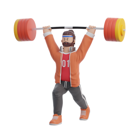 Man doing Weight lifting  3D Icon