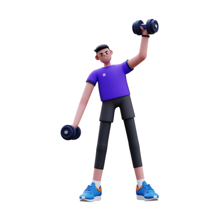 Man Doing Weight Lifting  3D Illustration