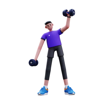 Man Doing Weight Lifting  3D Illustration