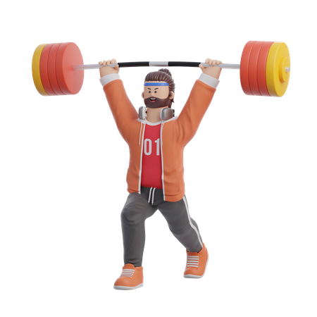 Man doing Weight lifting  3D Illustration