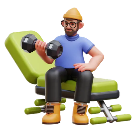 Man Doing Weight Lifting Exercise  3D Illustration