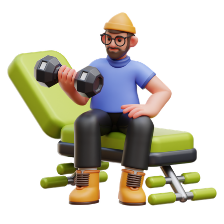 Man Doing Weight Lifting Exercise  3D Illustration