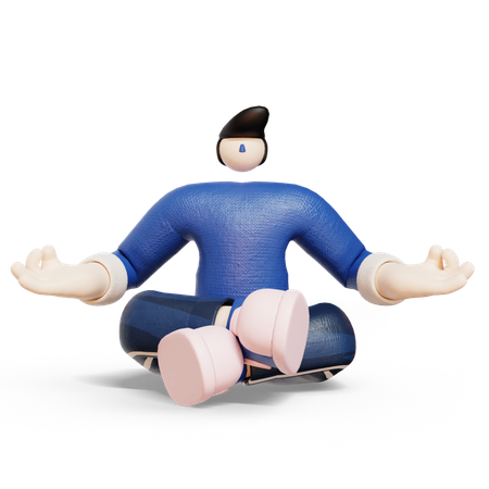 Man Doing Yoga  3D Icon