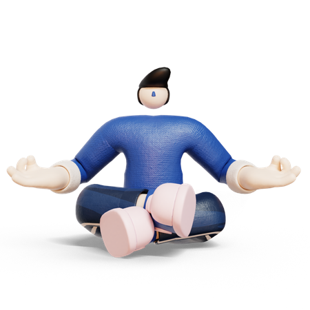 Man Doing Yoga  3D Illustration