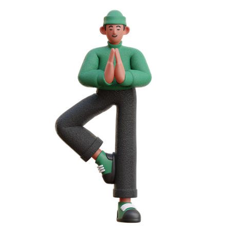 Man doing yoga  3D Illustration