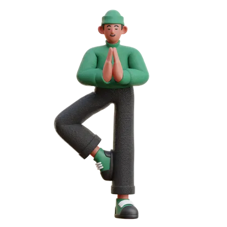 Man doing yoga  3D Illustration