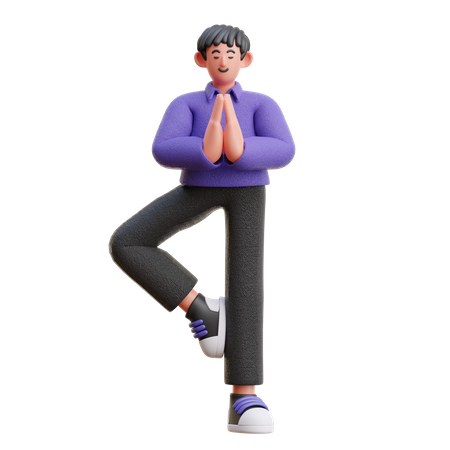 Man doing yoga  3D Illustration