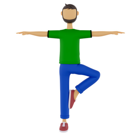 Man doing yoga  3D Illustration