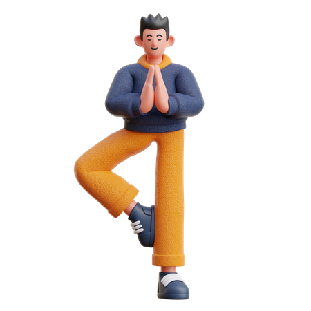 Man doing yoga  3D Illustration