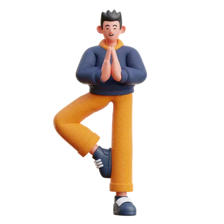 Man doing yoga  3D Illustration