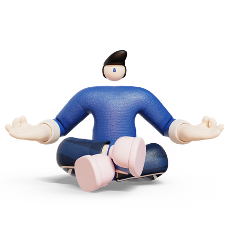 Man Doing Yoga 3D Illustration
