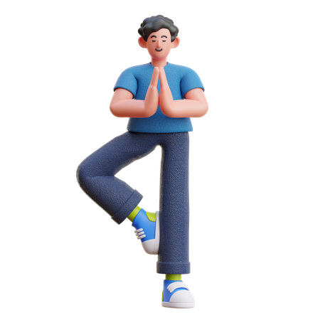 Man doing yoga 3D Illustration