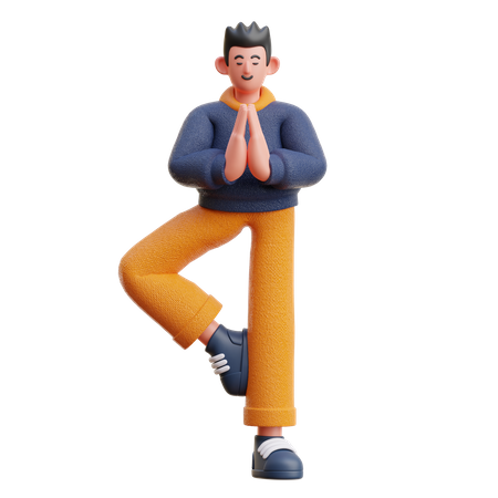 Man doing yoga 3D Illustration