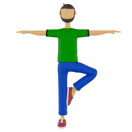 Man doing yoga  3D Illustration
