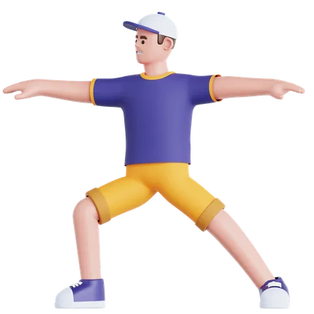 ヨガの練習をしている男性  3D Illustration