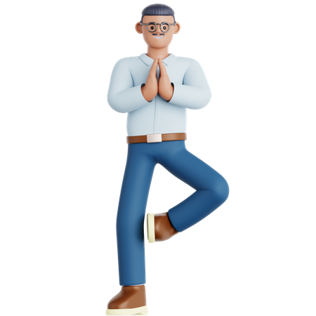 Man Doing Yoga Exercise  3D Illustration