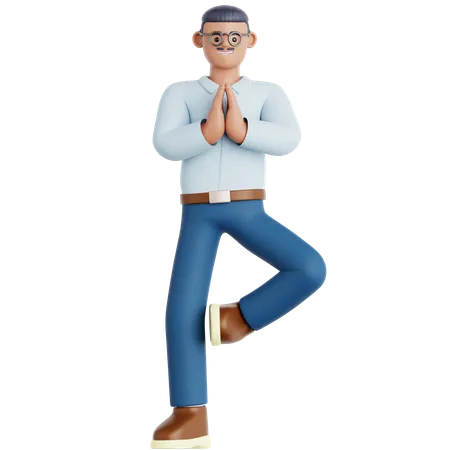 Man Doing Yoga Exercise  3D Illustration