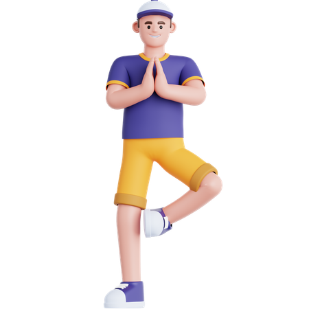 Man Doing Yoga Exercise  3D Illustration