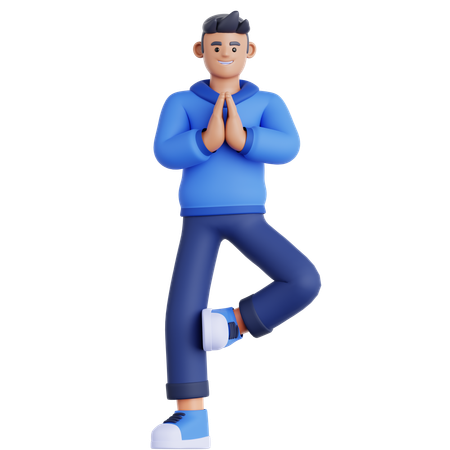 Man Doing Yoga Exercise  3D Illustration