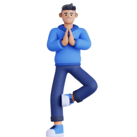 Man Doing Yoga Exercise  3D Illustration