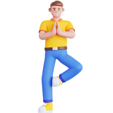 Man Doing Yoga Exercise  3D Illustration