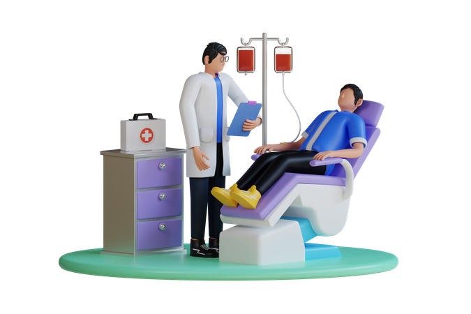Man Donating blood  3D Illustration