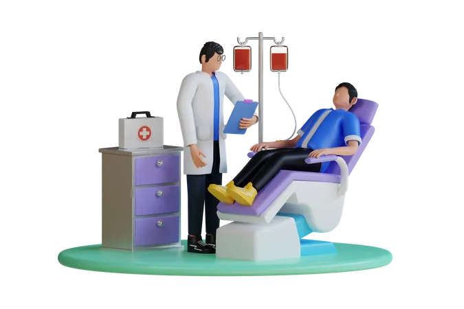 Man Donating blood  3D Illustration