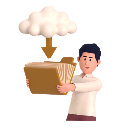 Man Download File  3D Icon