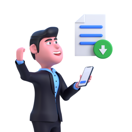 Man downloading document  3D Icon