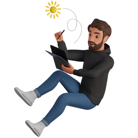 Man drawing on tablet  3D Icon