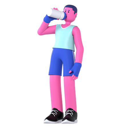 Man Drink Water  3D Illustration