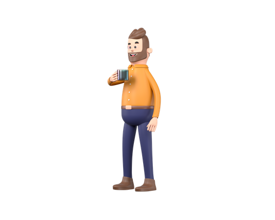 Man drinking coffee  3D Icon