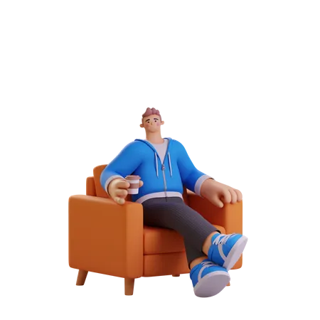 Man drinking coffee  3D Illustration