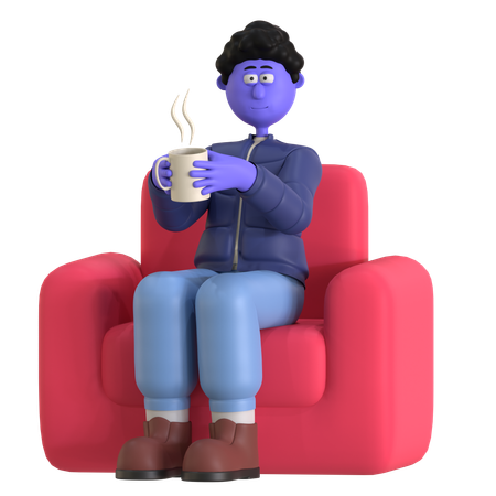 Man Drinking Hot Cocoa  3D Icon