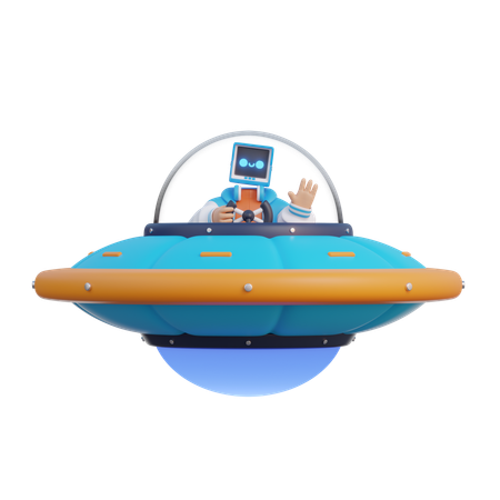 Man Drives UFO  3D Icon