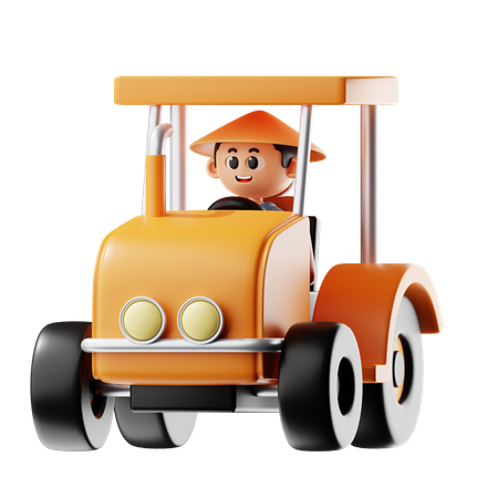 Man Driving Tractor  3D Icon