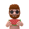 3d slice of watermelon illustration