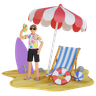 3d beach day emoji