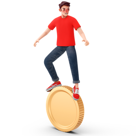 Man enjoying financial independence  3D Icon