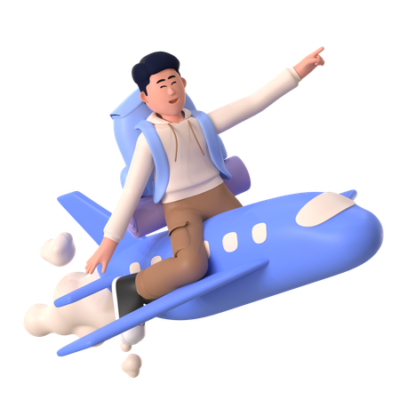 Man Enjoying Flight Ride  3D Illustration