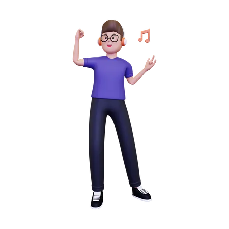 Man enjoying music  3D Illustration