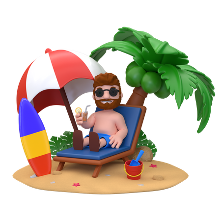 Man Enjoying On Island  3D Icon