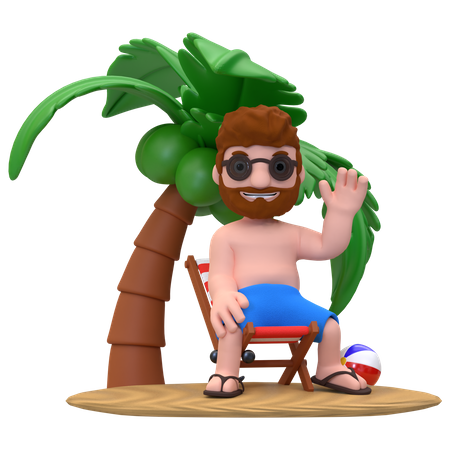Man Enjoying On Island  3D Icon