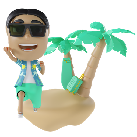 Man Enjoying On Island  3D Icon