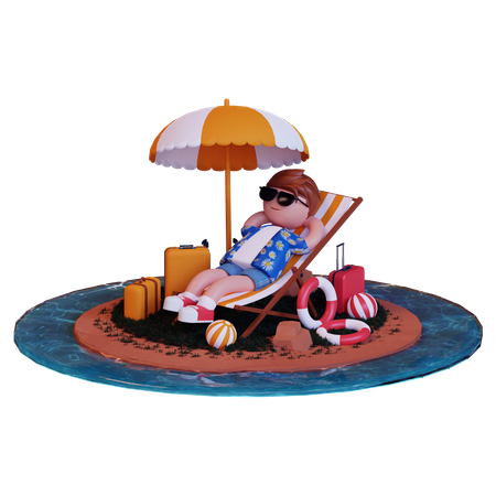 Man Enjoying On Island  3D Icon