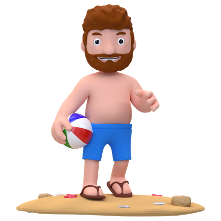 Man Enjoying On Island  3D Illustration