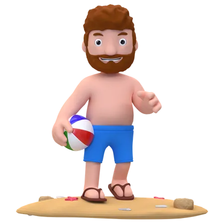 Man Enjoying On Island  3D Illustration