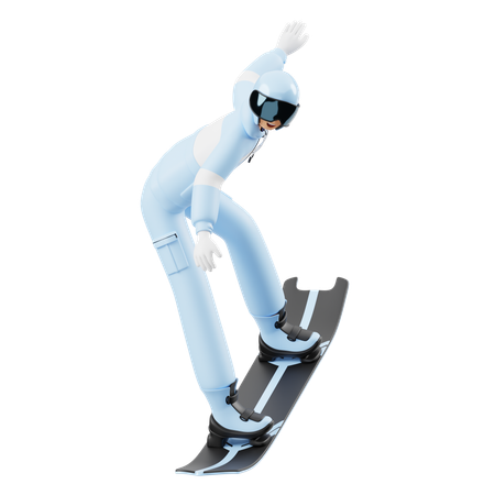 Man Enjoying Snowboarding Sports  3D Illustration